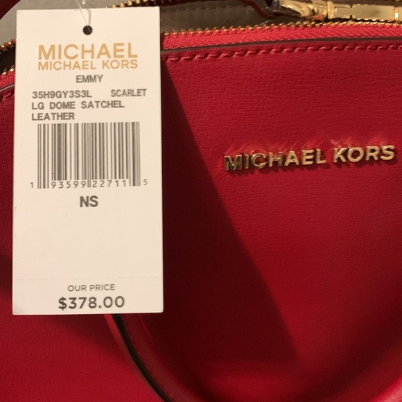 On Sale NWT Michael Kors Red Ladies Large Dome Satchel Leather - Picture 1 of 6